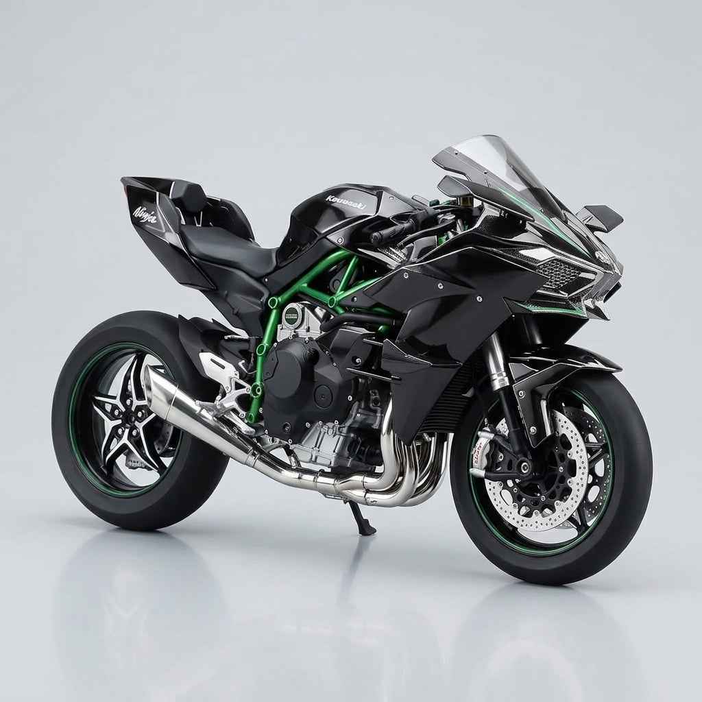 Kawasaki H2R Diecast Model Motorcycle – Gold Chrome Finish with Stand