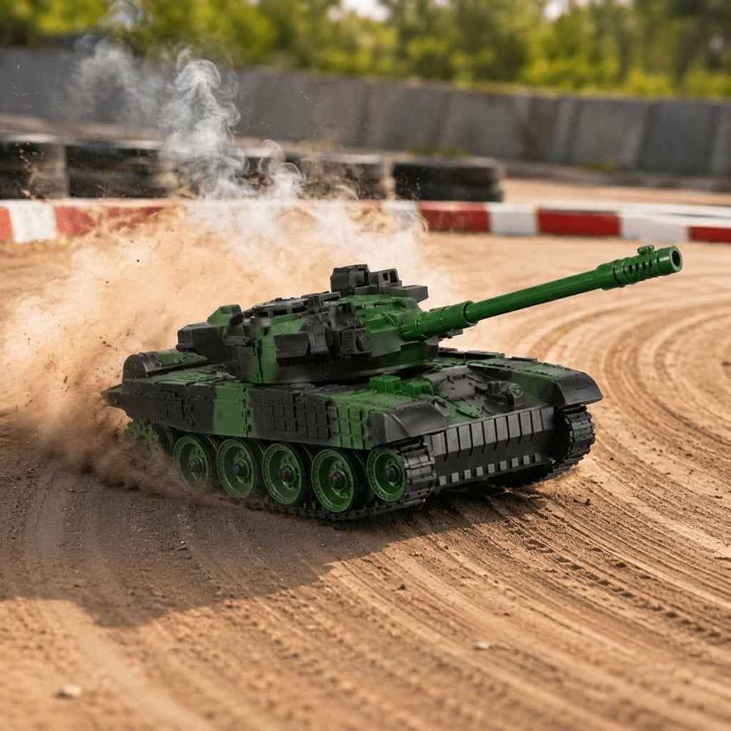 RC Battle Tank – 7-Channel Remote with LED Lights & 360° Turret