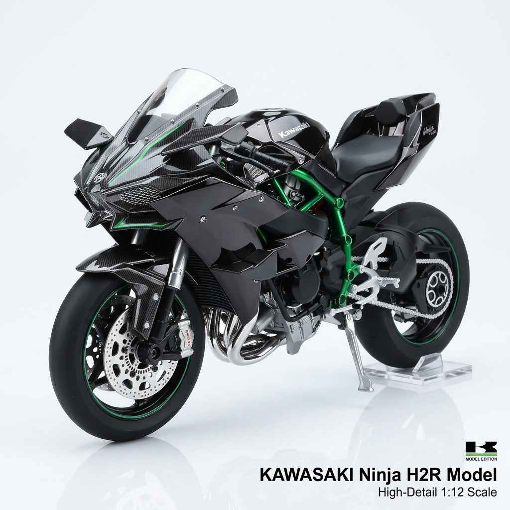 Kawasaki H2R Diecast Model Motorcycle – Gold Chrome Finish with Stand