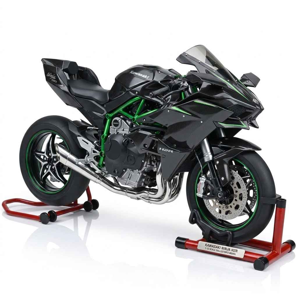 Kawasaki H2R Diecast Model Motorcycle – Gold Chrome Finish with Stand