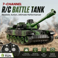 RC Battle Tank – 7-Channel Remote with LED Lights & 360° Turret