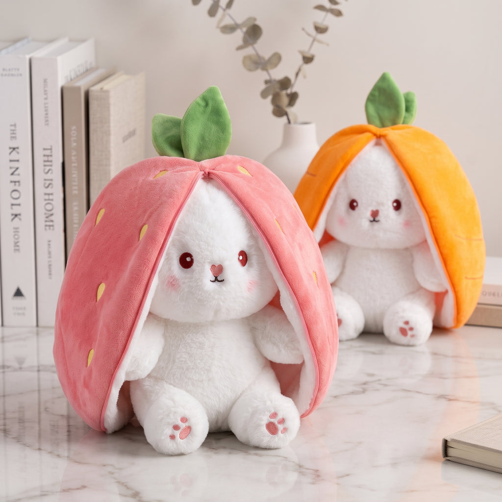 Fruit Bunny Stuffed Toy – Carrot & Strawberry