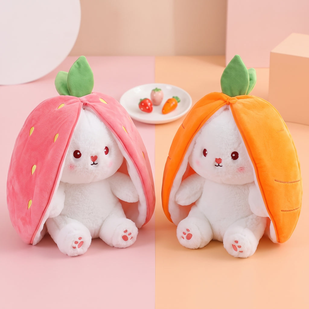 Fruit Bunny Stuffed Toy – Carrot & Strawberry