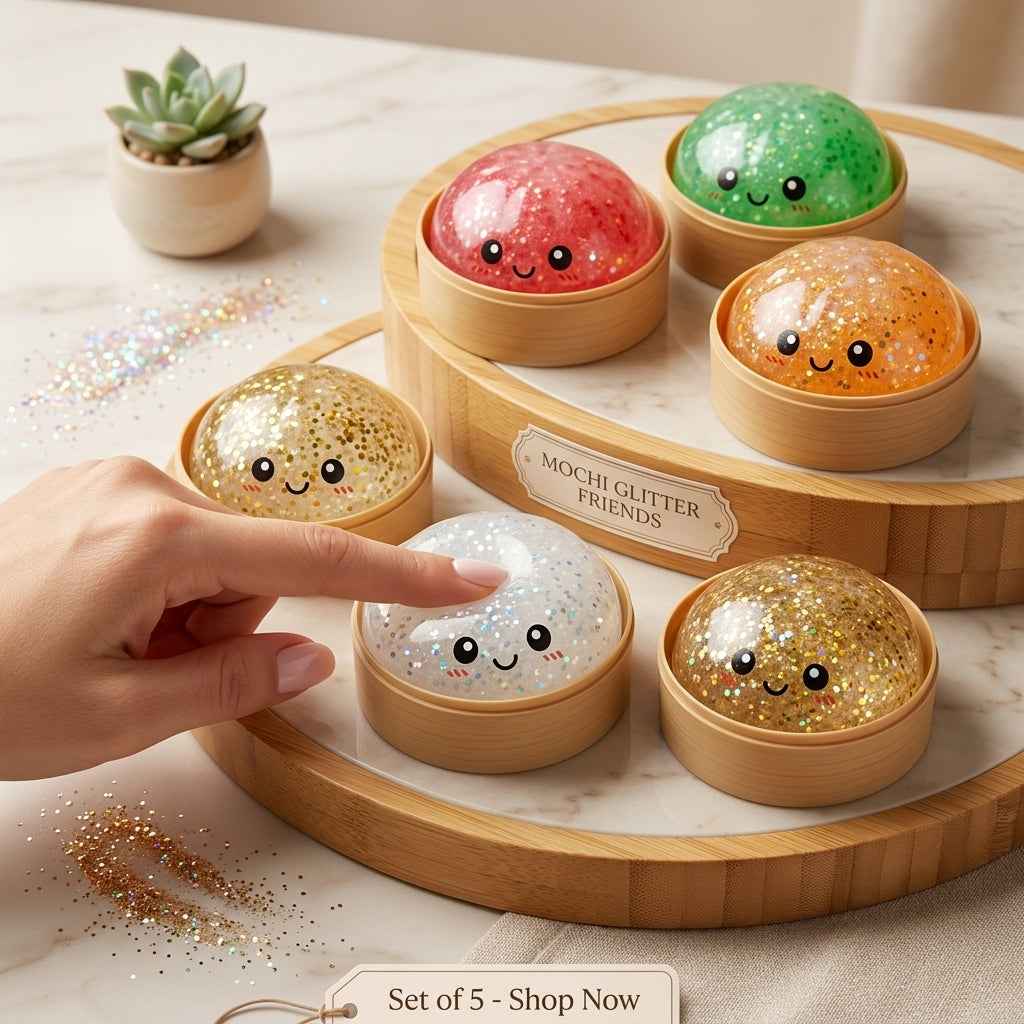 Glitter Squishy Stress Balls – Kawaii Dimsum Box Set