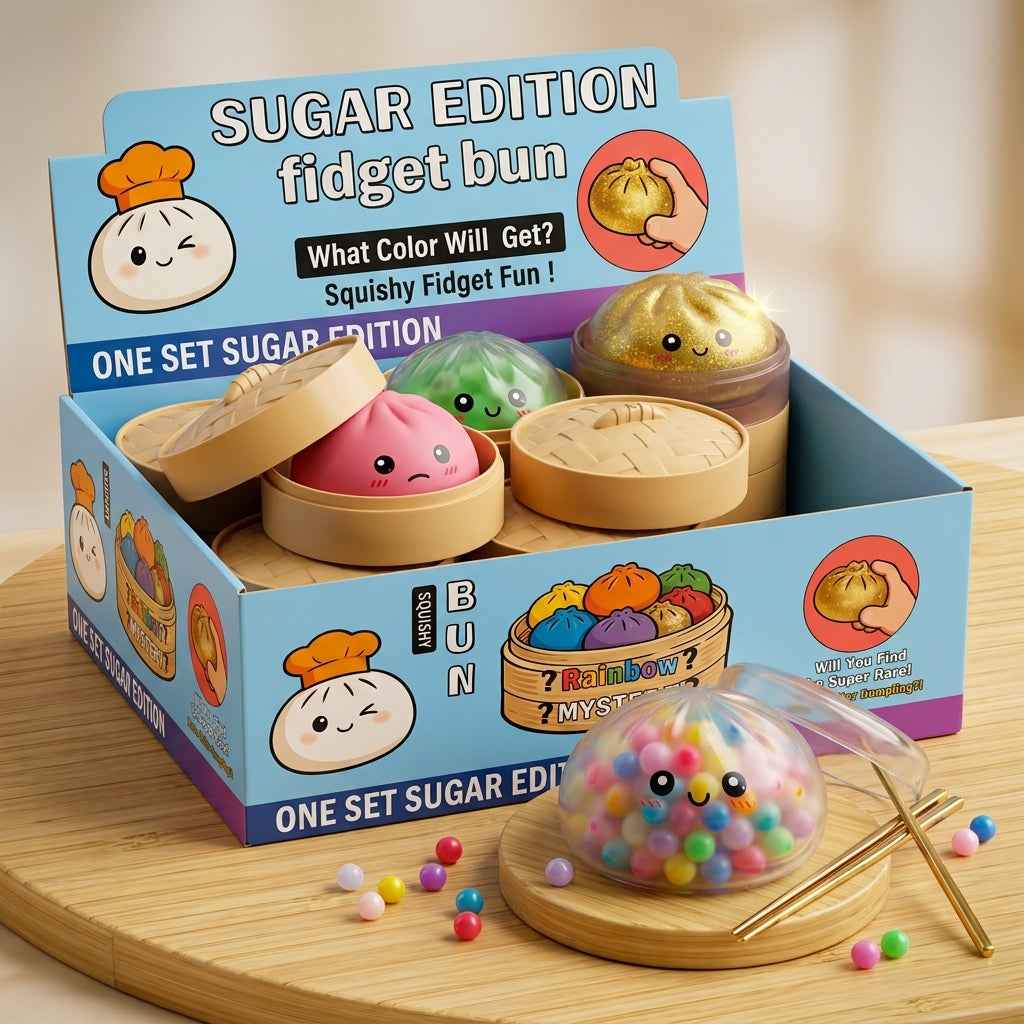 Glitter Squishy Stress Balls – Kawaii Dimsum Box Set