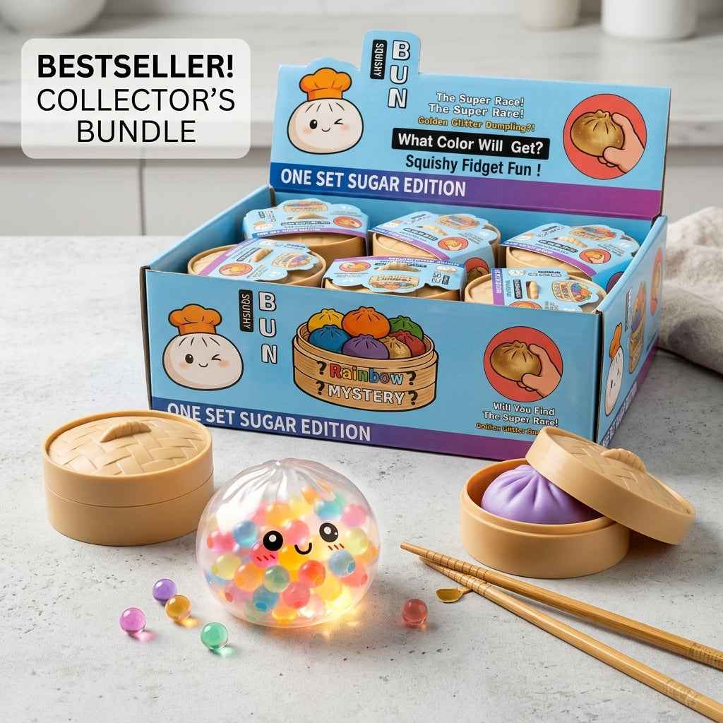 Glitter Squishy Stress Balls – Kawaii Dimsum Box Set