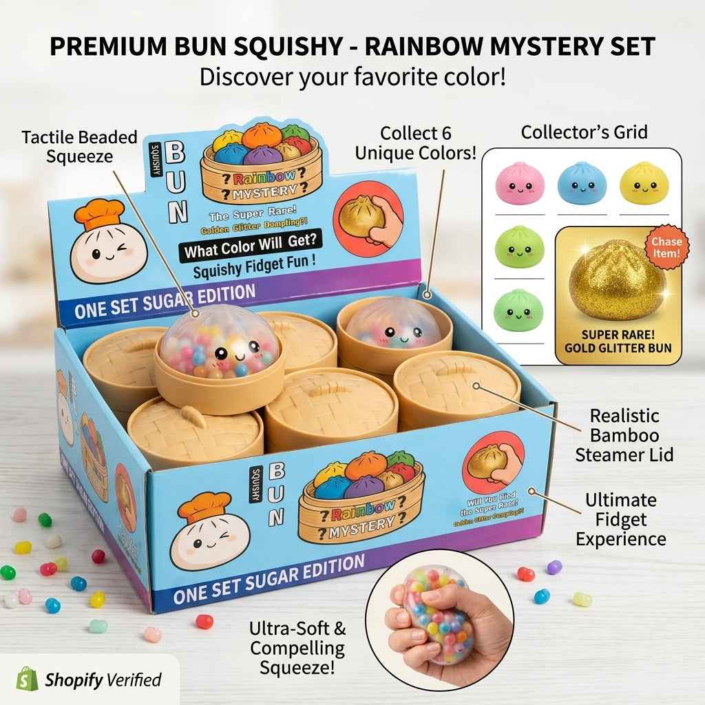 Glitter Squishy Stress Balls – Kawaii Dimsum Box Set