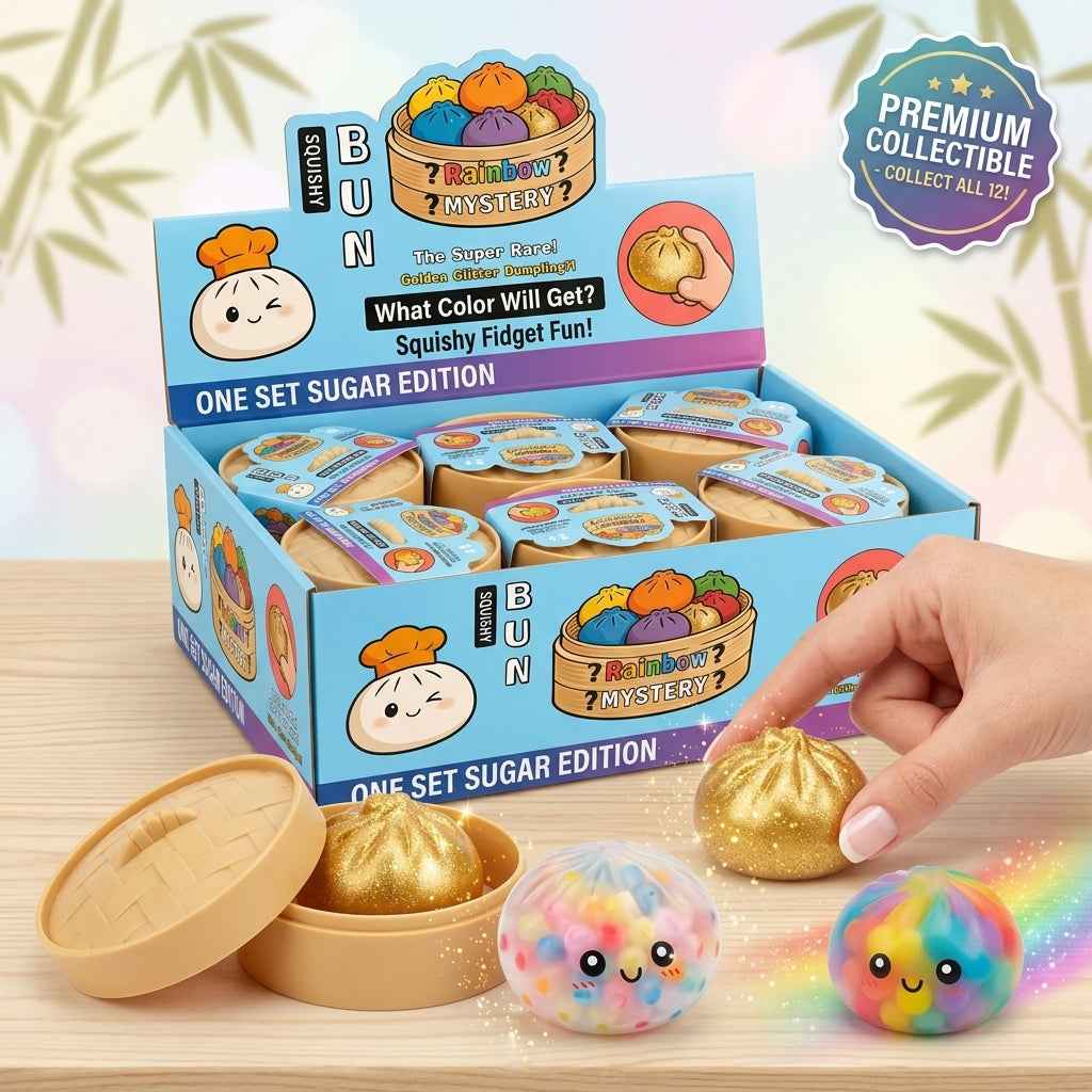 Glitter Squishy Stress Balls – Kawaii Dimsum Box Set
